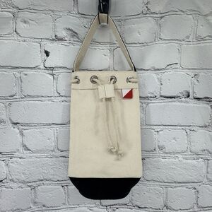 Shorebags 100% Cotton Canvas Natural/Navy Wine/Liquor Bottle Tote Drawstring